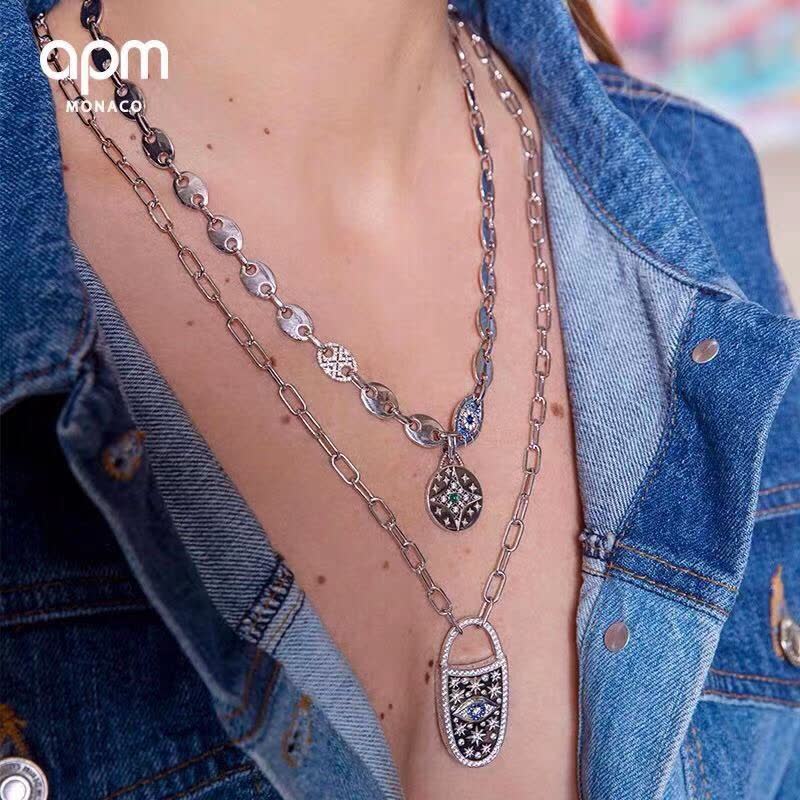 APM Monaco Silver Evil Eye Necklace